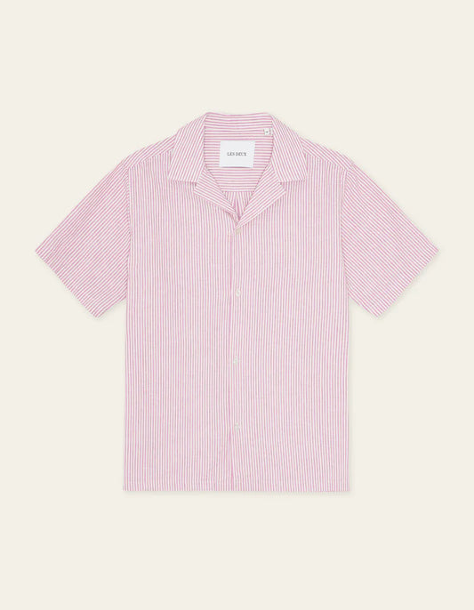 Les Deux | Chemise rayée à manches courtes "Lukas" - Rose