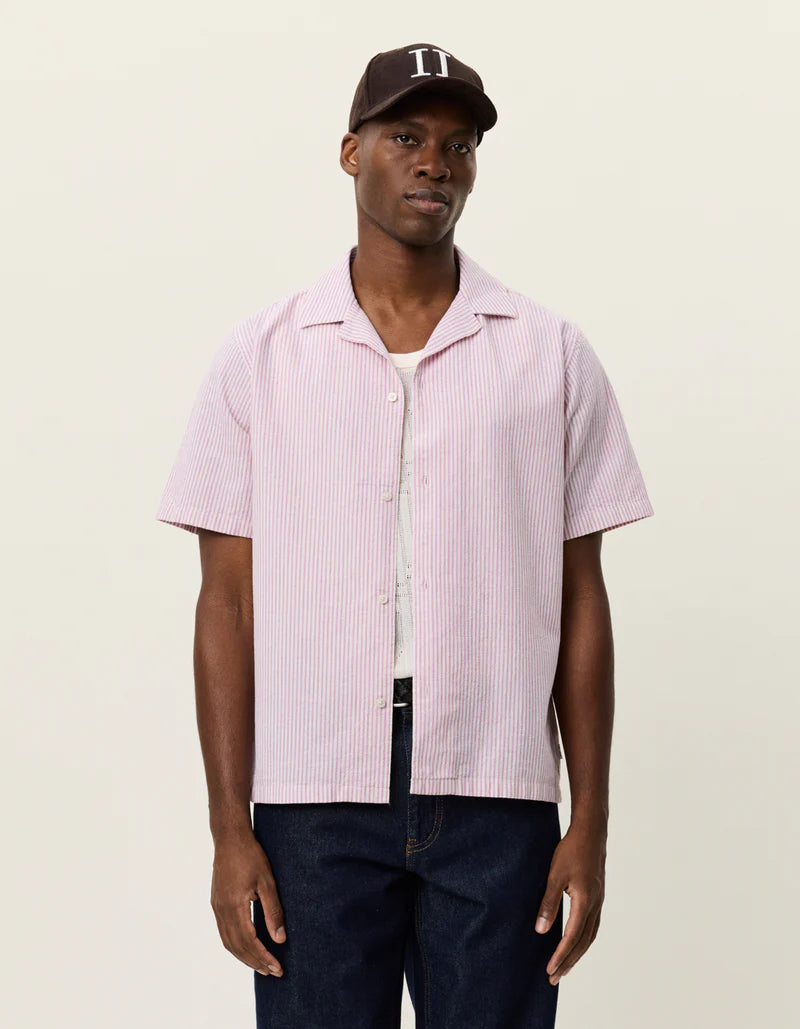 Les Deux | Chemise rayée à manches courtes "Lukas" - Rose