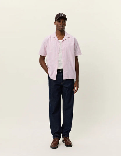 Les Deux | Chemise rayée à manches courtes "Lukas" - Rose