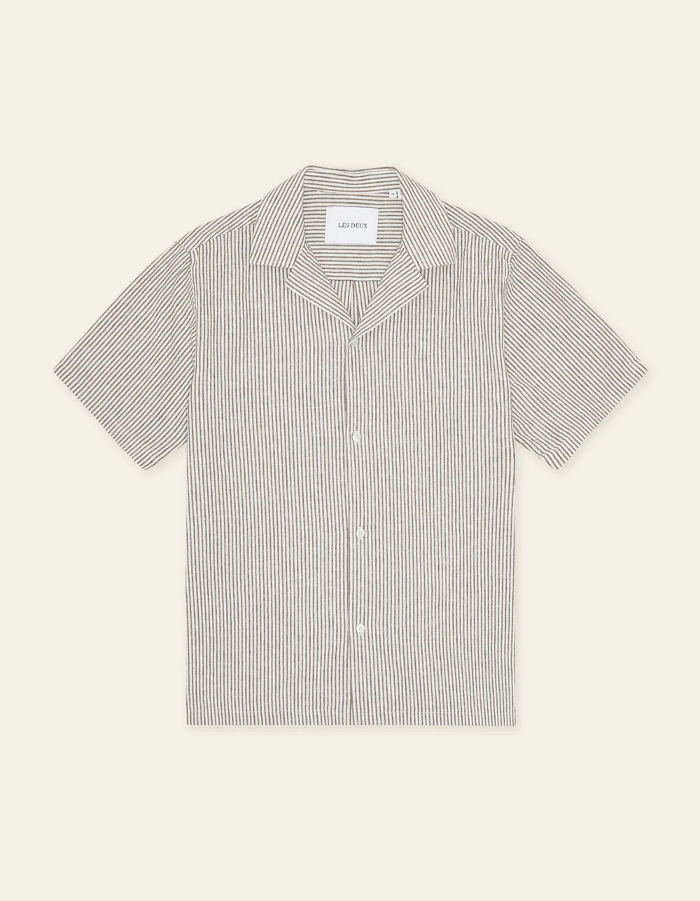 Les Deux | Chemise rayée à manches courtes "Lukas" - Brun