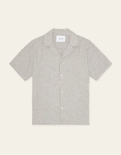 Les Deux | Chemise rayée à manches courtes "Lukas" - Brun