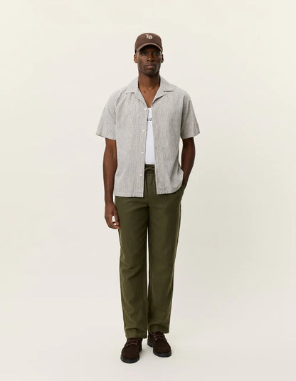 Les Deux | Chemise rayée à manches courtes "Lukas" - Brun