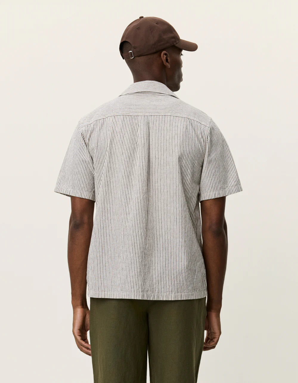 Les Deux | Chemise rayée à manches courtes "Lukas" - Brun