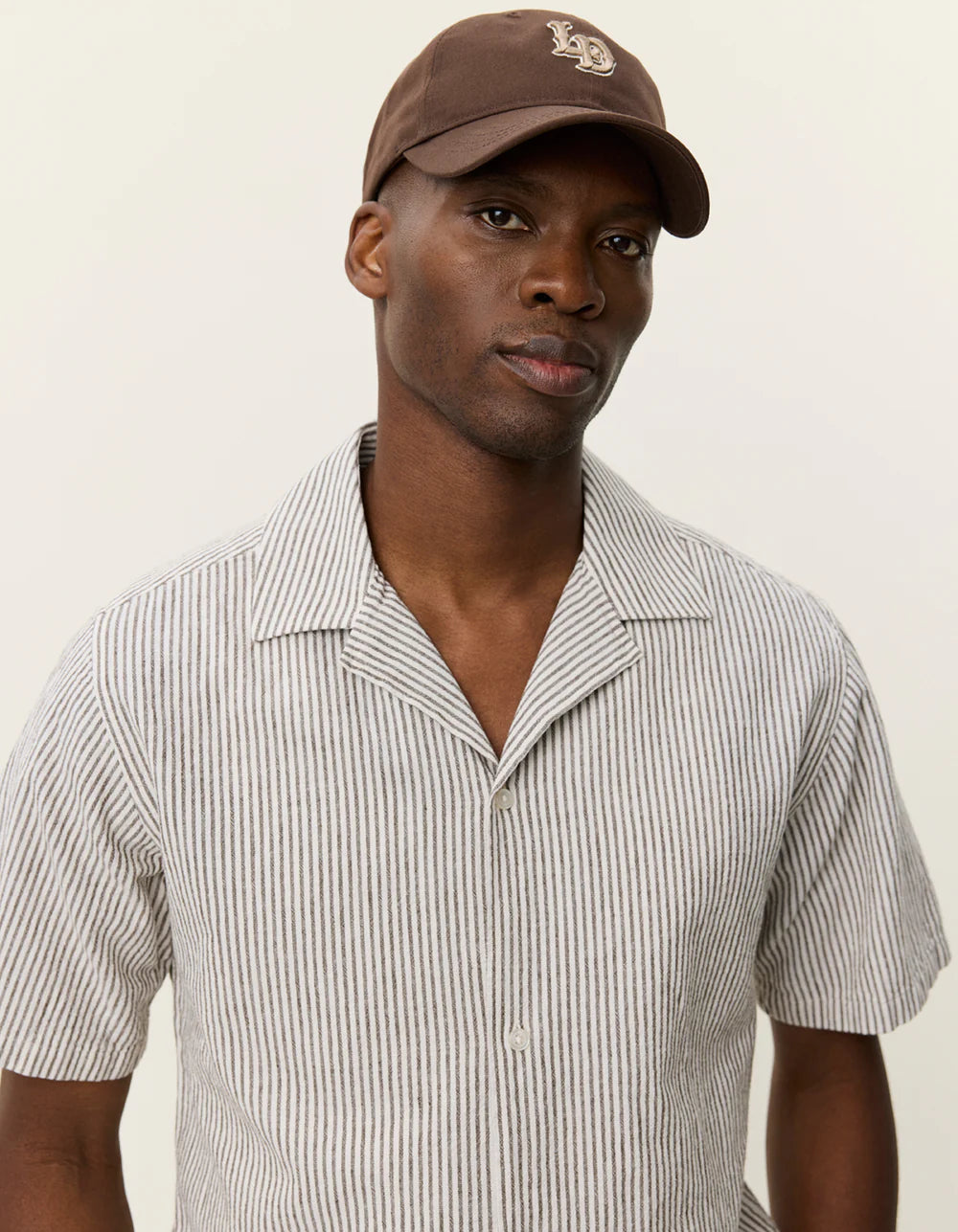 Les Deux | Chemise rayée à manches courtes "Lukas" - Brun
