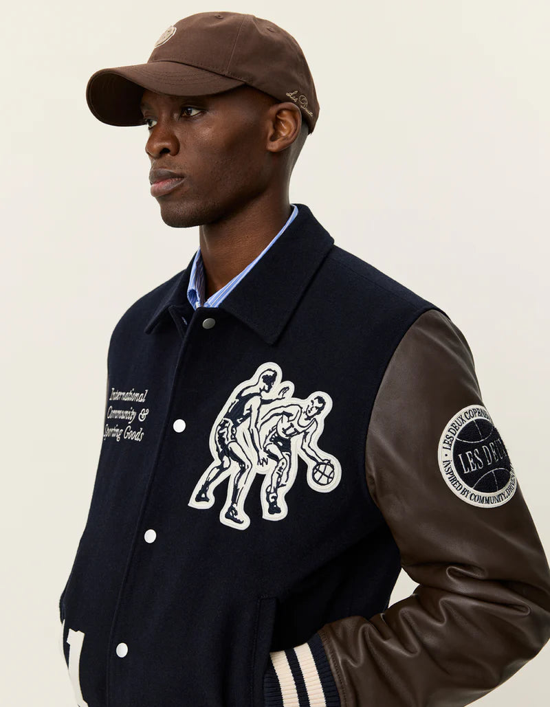 Les Deux | Veste en laine "Varsity Basket" - Bleu marine