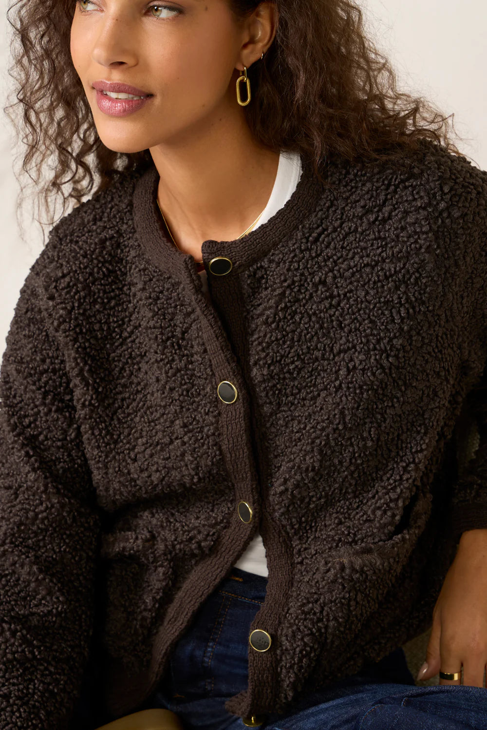 Sanctuary | Cardigan en fausse peau de mouton ''Cuddle Up'' - Marron