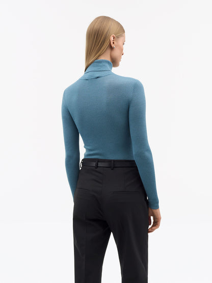 Tiger of Sweden | Le col roulé en mérinos côtelé Caprio - Bleu