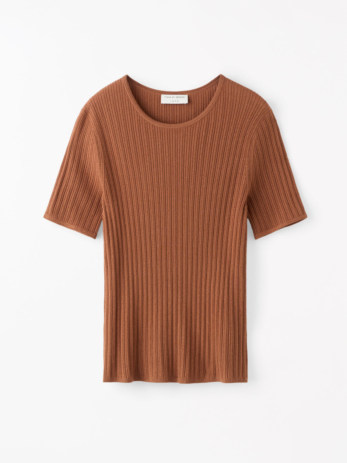 Tiger of Sweden | T-shirt en maille ajusté 'Mae' | Brun orangé