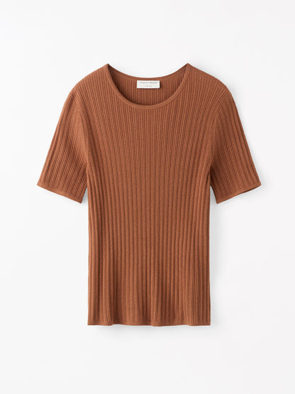 Tiger of Sweden | T-shirt en maille ajusté 'Mae' | Brun orangé