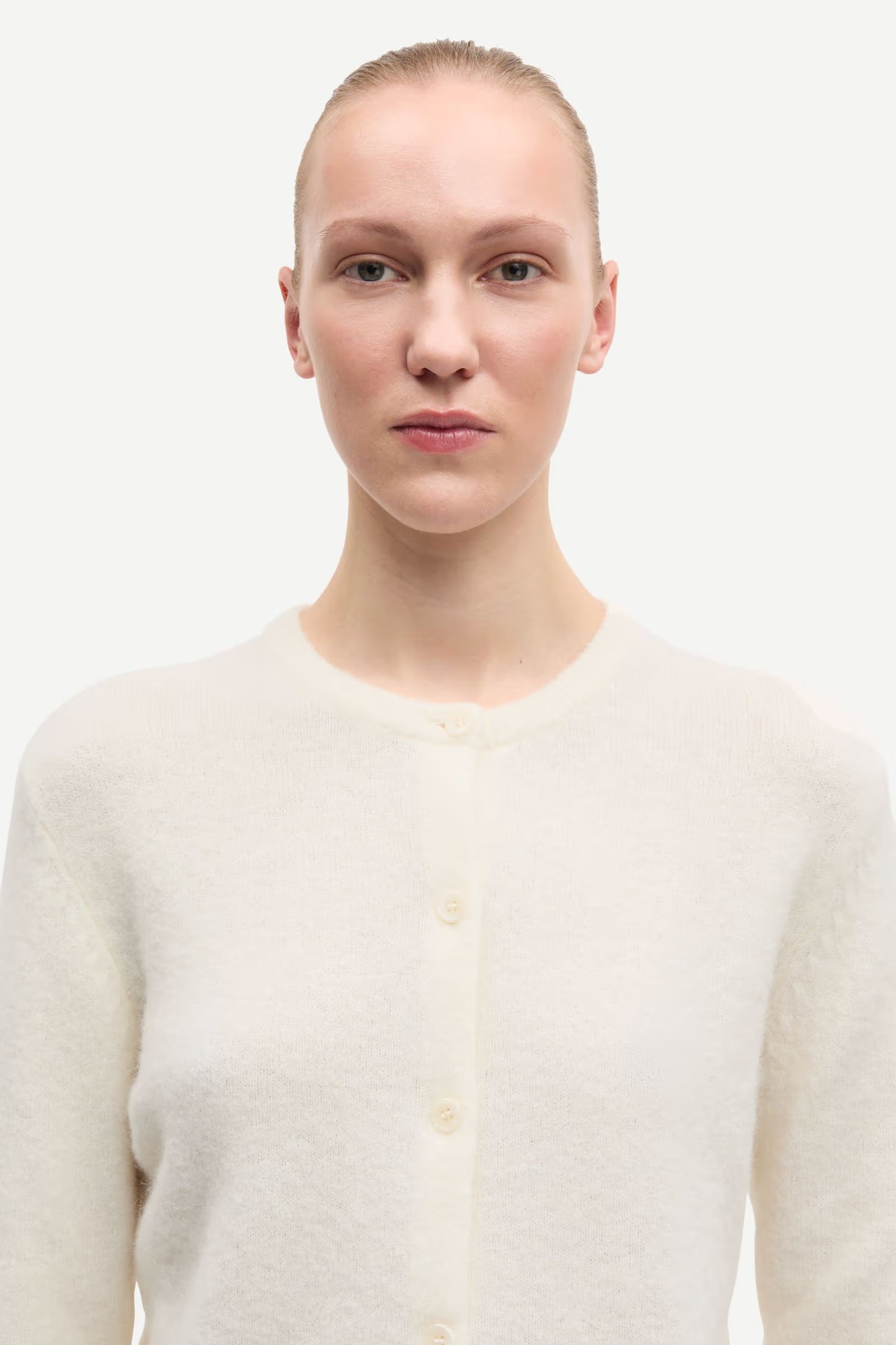 SAMSØE | Cardigan court ''Nor'' en mélange d'alpaga - Crème claire