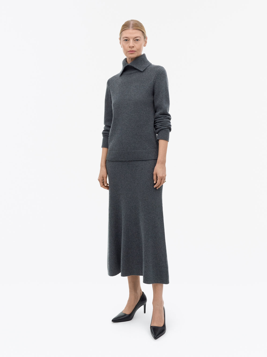 Tiger of Sweden | Jupe midi en laine et cachemire 'Zaya' | Gris