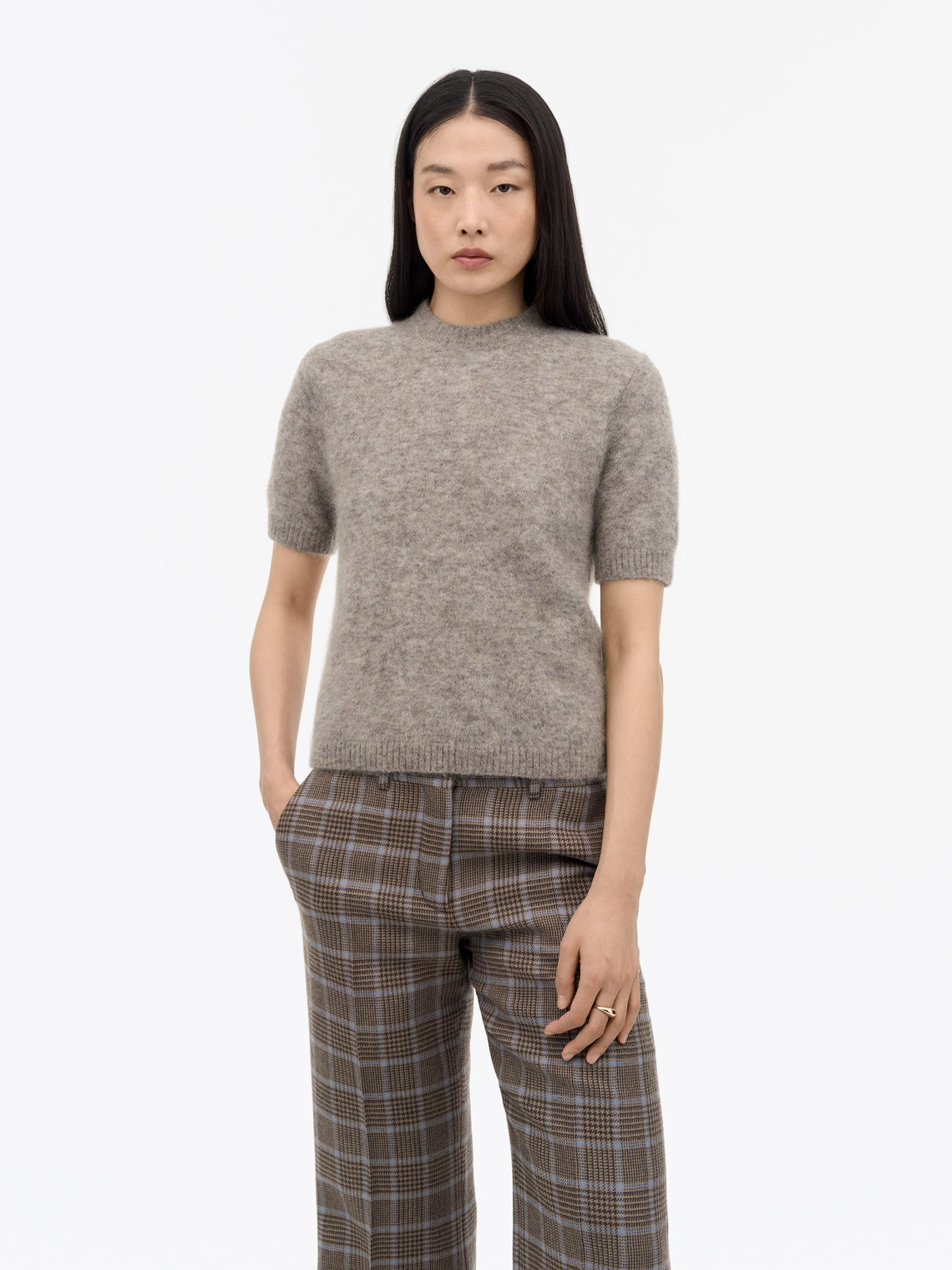 Tiger of Sweden | T-Shirt en laine et mohair 'May' | Gris Beige