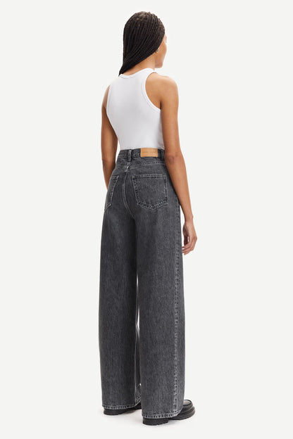 SAMSØE | Jean taille haute et jambes larges ''Rebecca'' - Gris ciel du nord