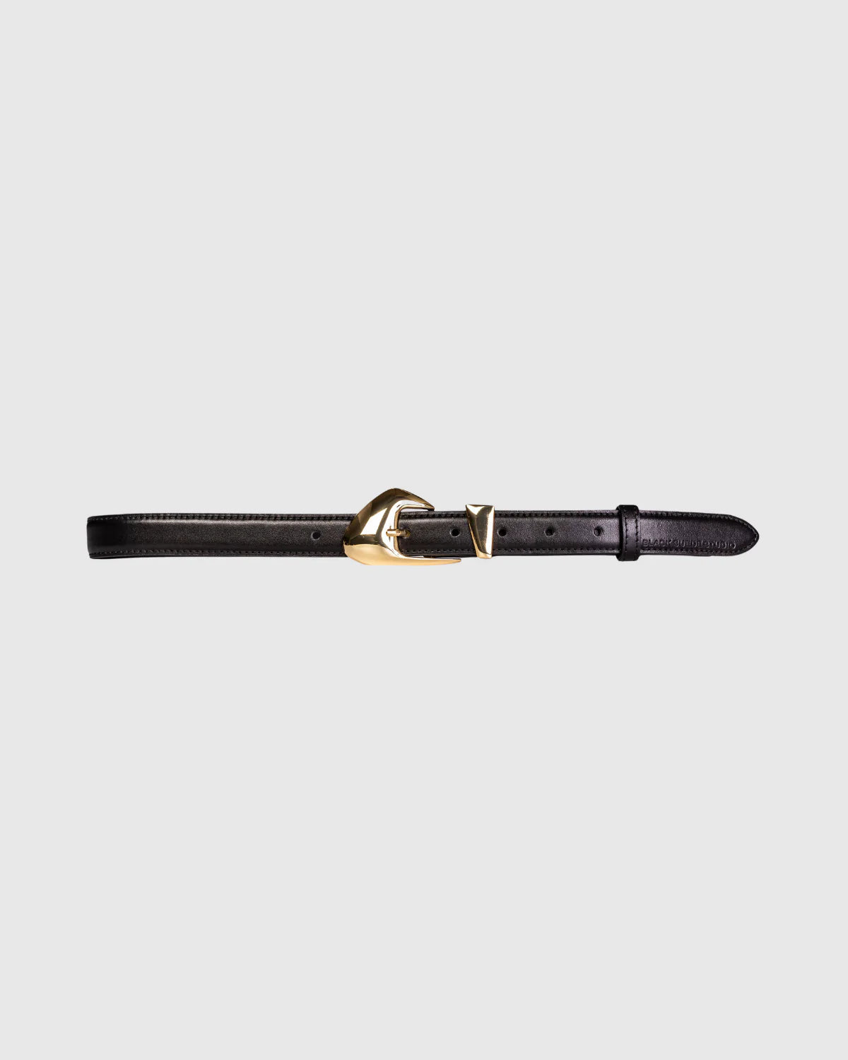 Black Suede Studio | Ceinture en cuir "Slim Arrow Belt" - Noir et Or