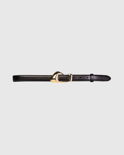 Black Suede Studio | Ceinture en cuir "Slim Arrow Belt" - Noir et Or