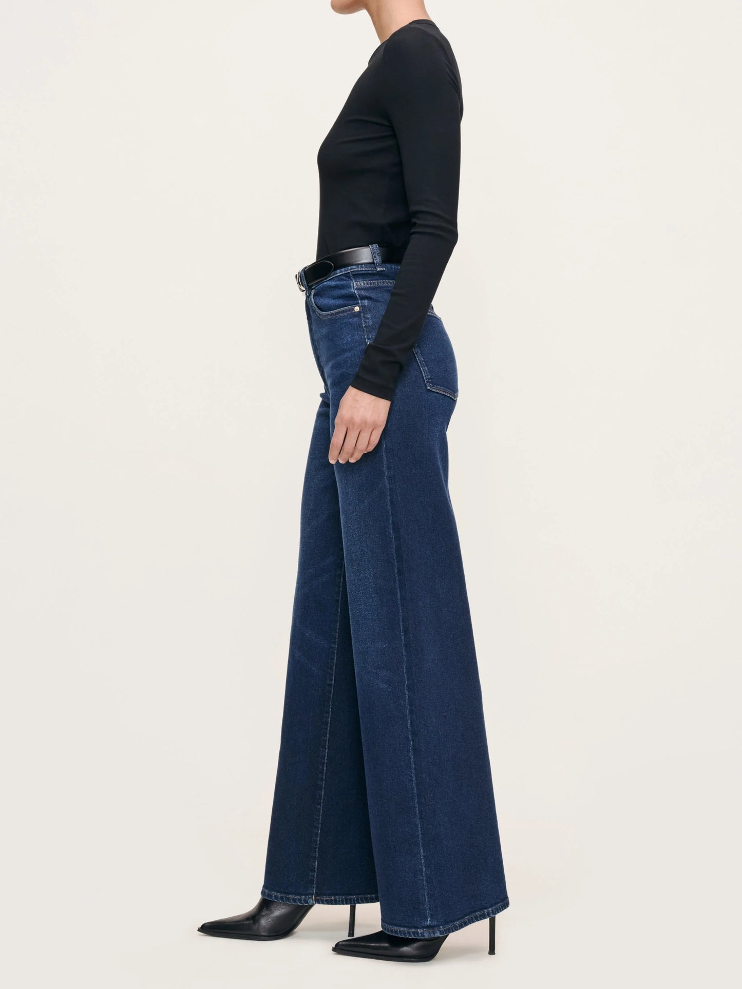 DL1961 | Jean Hepburn à taille haute et jambes larges 32'' - Bleu Mediterranean