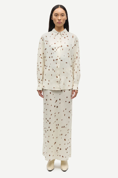 SAMSØE | Jupe "Saagneta" en lin - Beige et brun