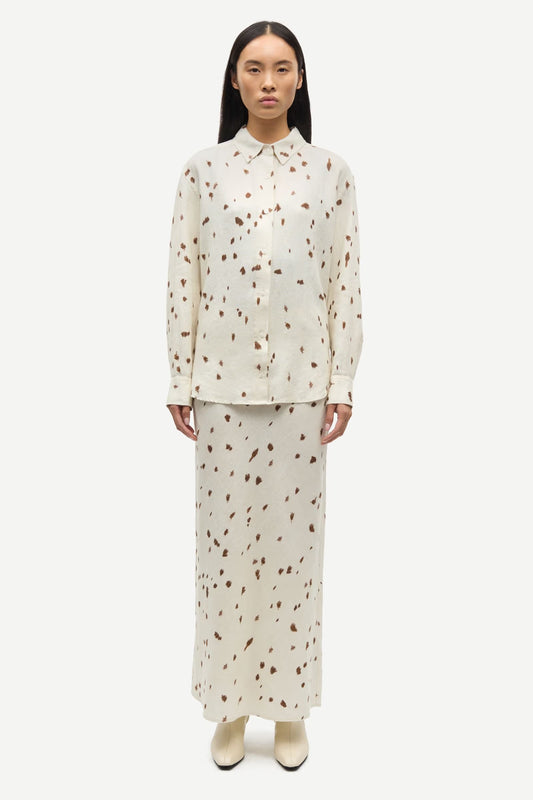 SAMSØE | Jupe "Saagneta" en lin - Beige et brun