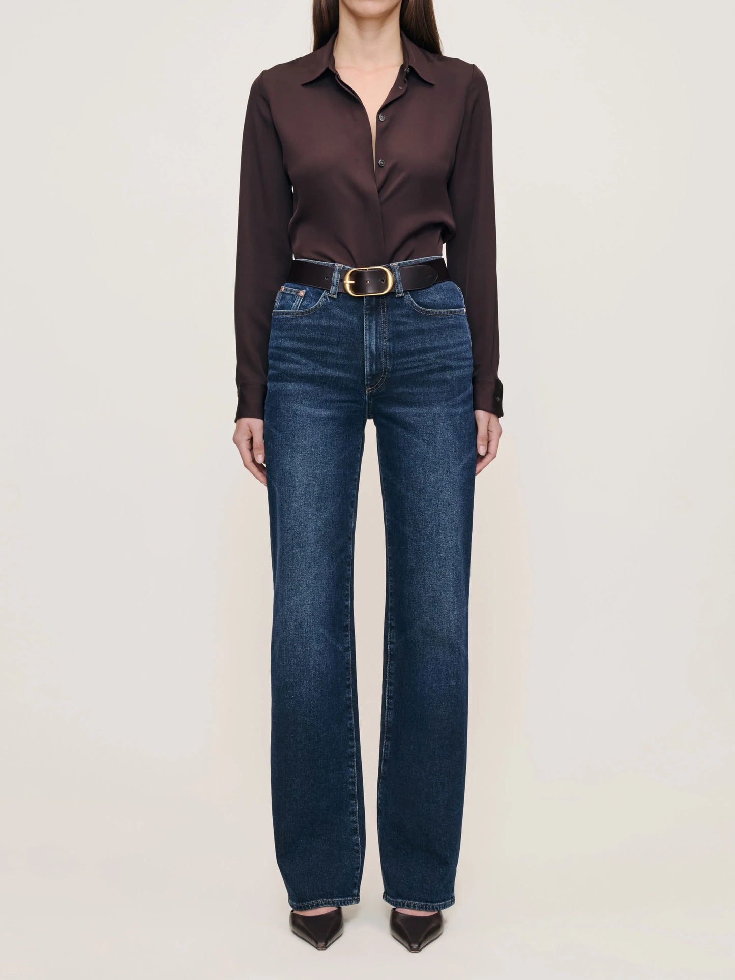 DL1961 | Jean ''Karmine'' taille haute et jambes larges - Bleu marine foncé