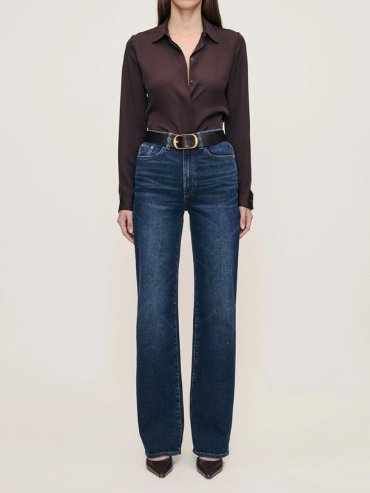 DL1961 | Jean ''Karmine'' taille haute et jambes larges - Bleu marine foncé
