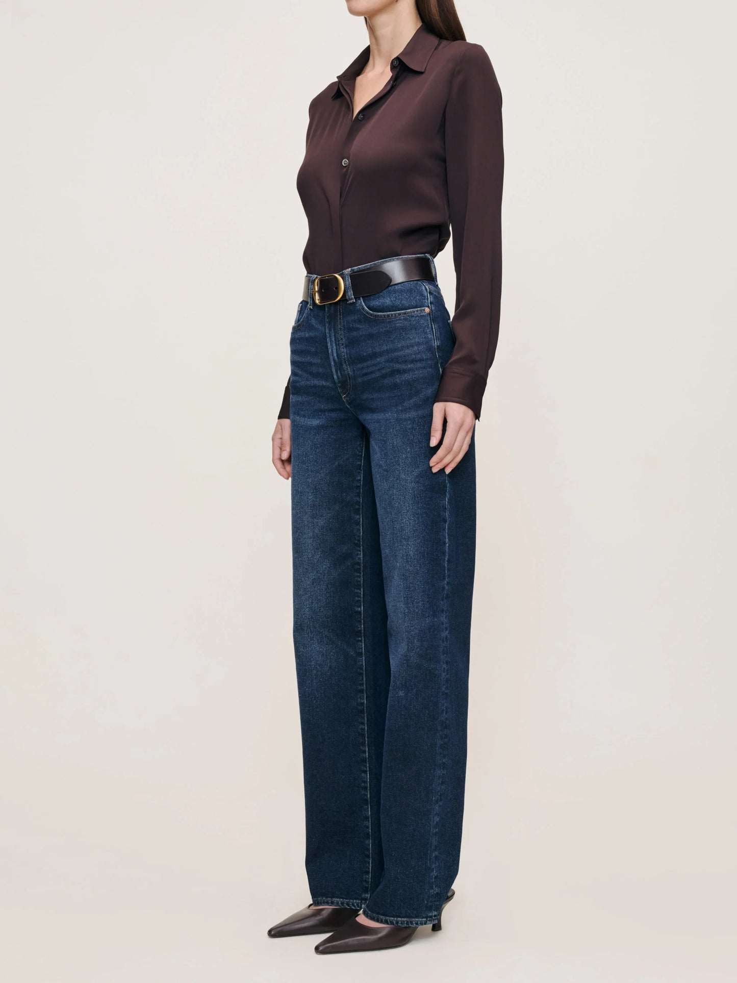 DL1961 | Jean ''Karmine'' taille haute et jambes larges - Bleu marine foncé