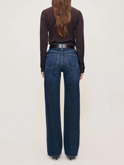 DL1961 | Jean ''Karmine'' taille haute et jambes larges - Bleu marine foncé