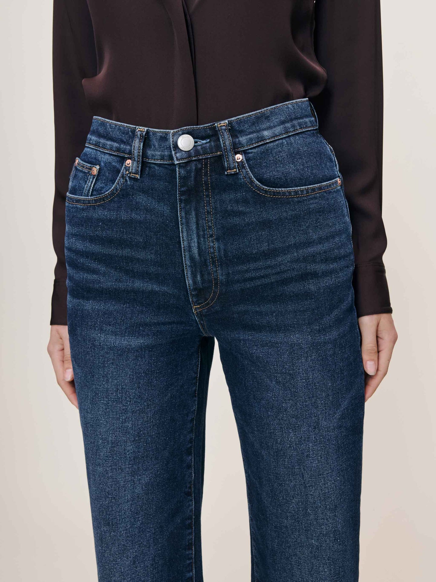 DL1961 | Jean ''Karmine'' taille haute et jambes larges - Bleu marine foncé