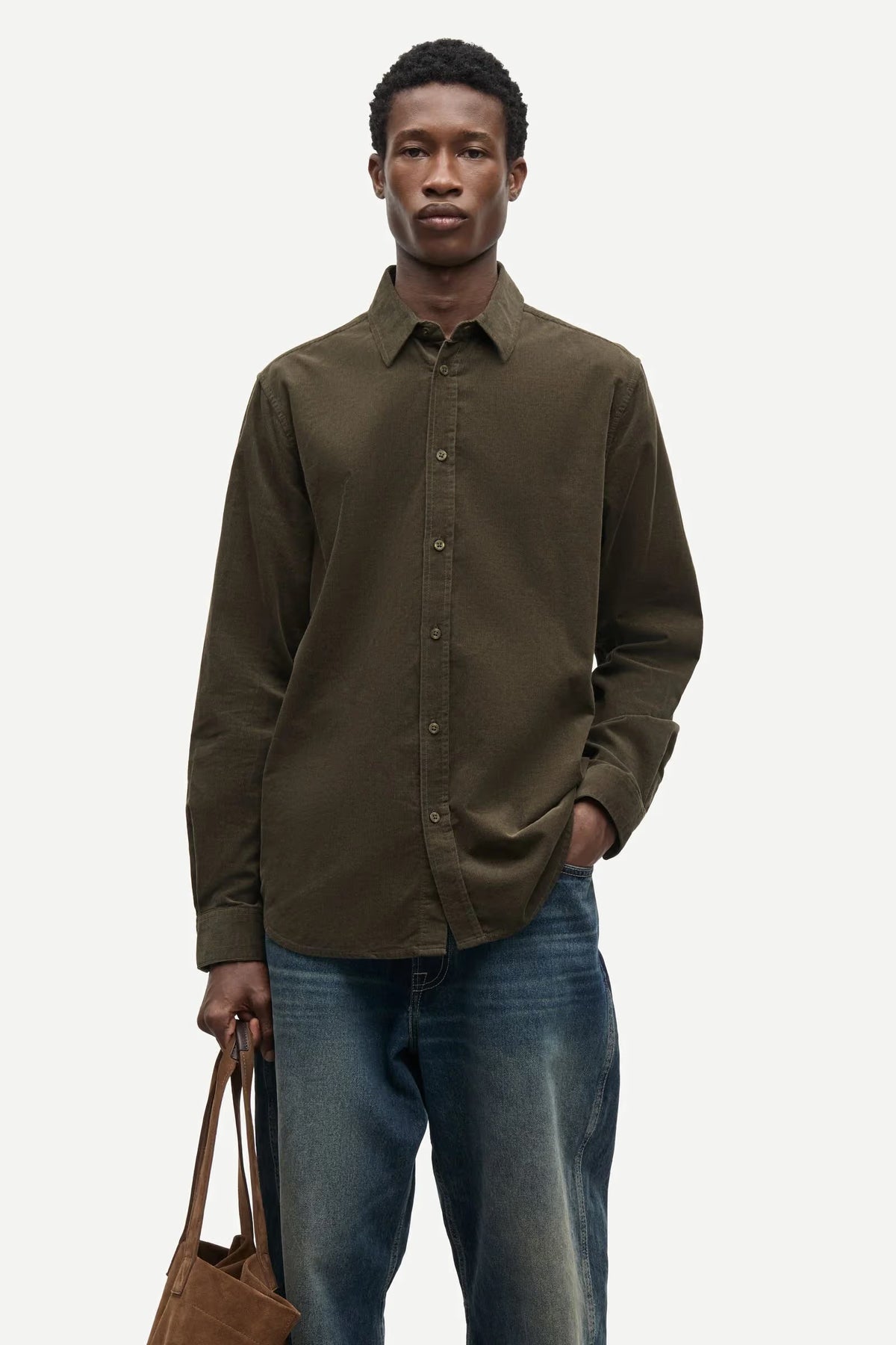 SAMSØE SAMSØE | Chemise en velours côtelé "Saliam NX" - Vert forêt