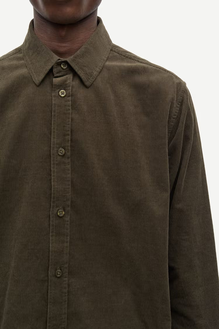 SAMSØE SAMSØE | Chemise en velours côtelé "Saliam NX" - Vert forêt
