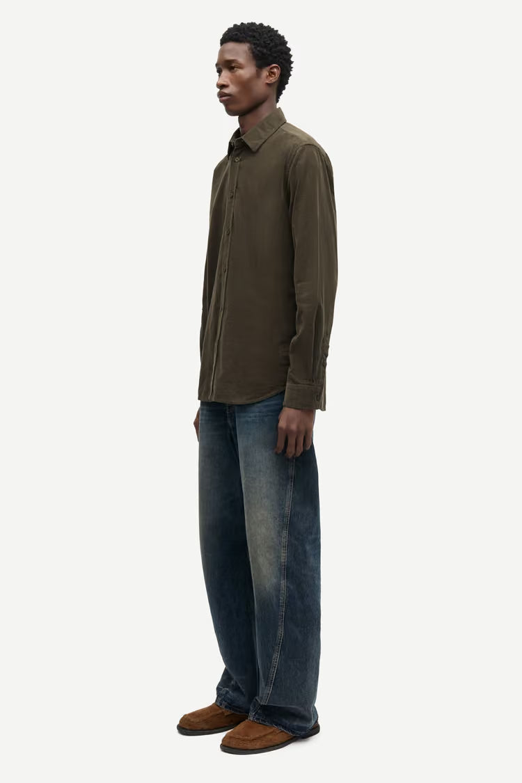 SAMSØE SAMSØE | Chemise en velours côtelé "Saliam NX" - Vert forêt