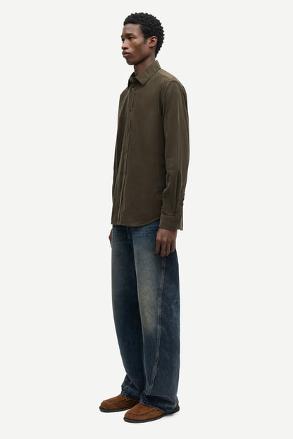 SAMSØE SAMSØE | Chemise en velours côtelé "Saliam NX" - Vert forêt