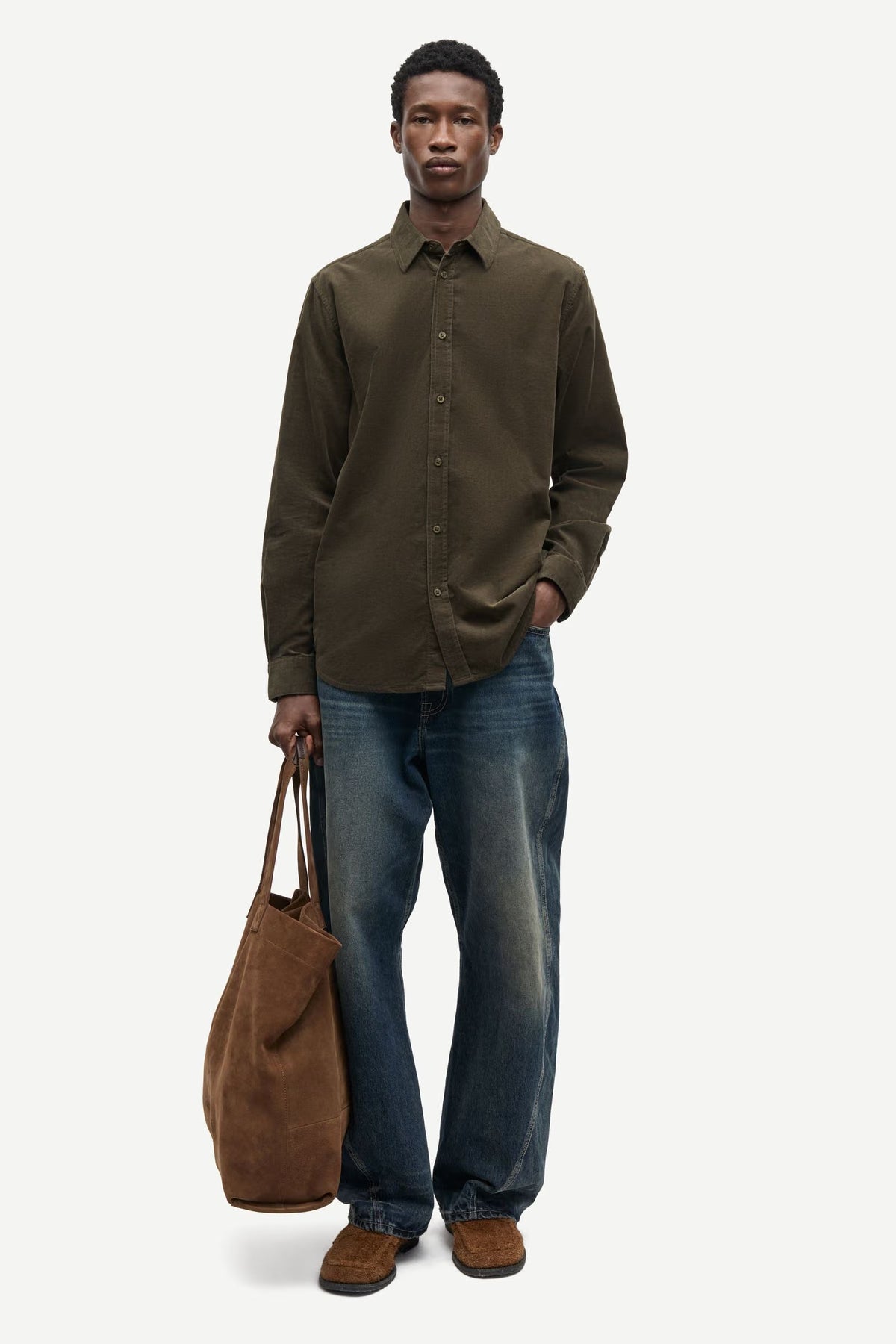 SAMSØE SAMSØE | Chemise en velours côtelé "Saliam NX" - Vert forêt