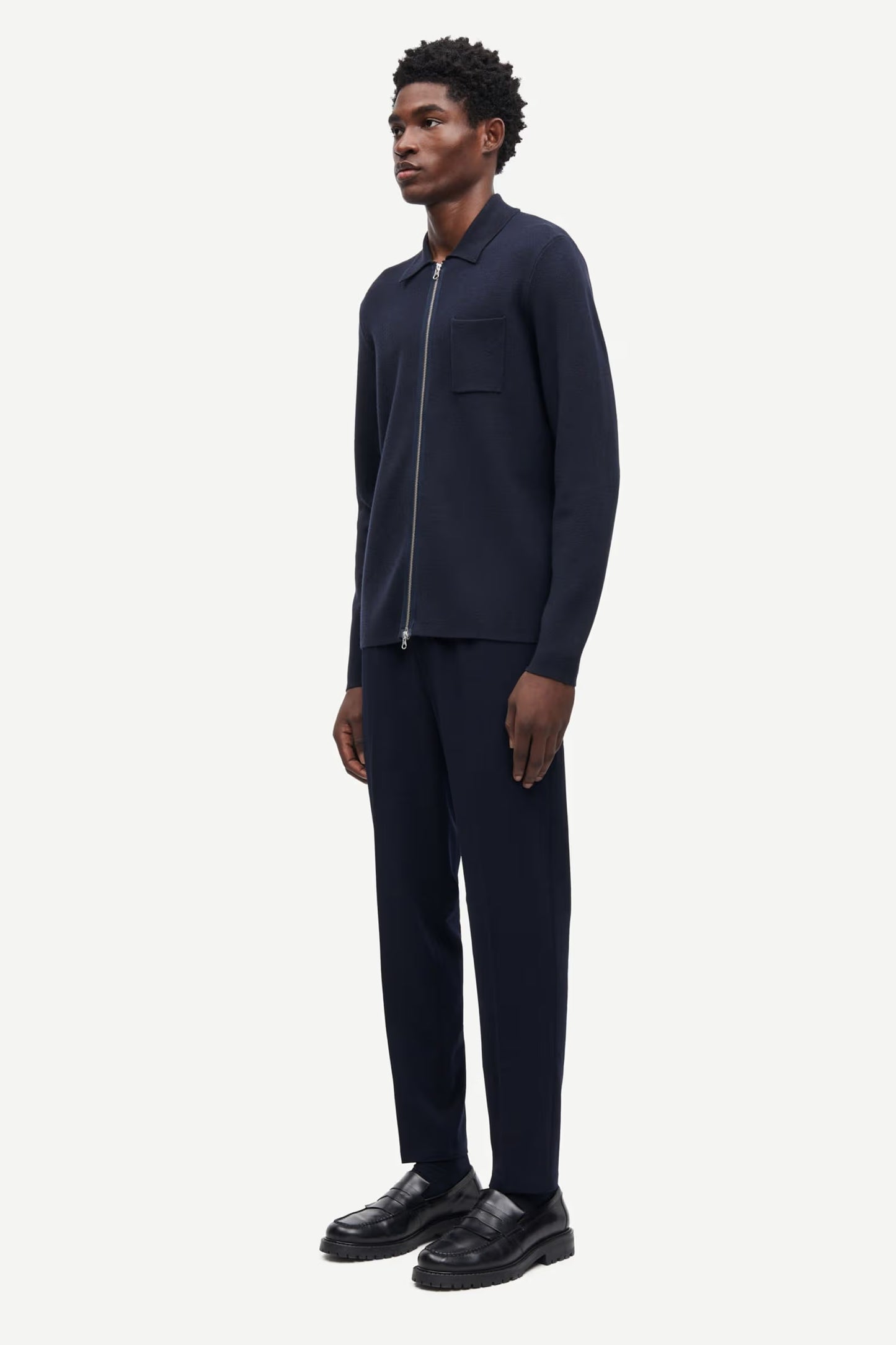 SAMSØE SAMSØE | Pull zip "Guna" - Bleu marine