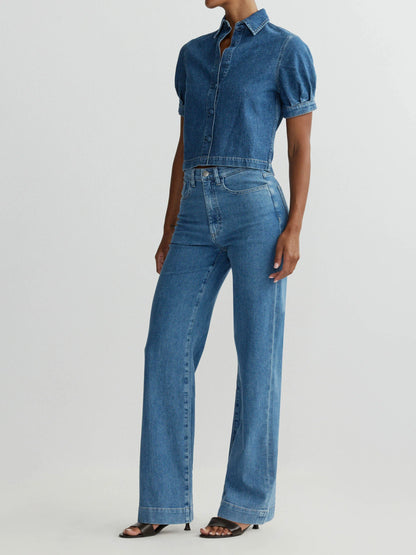 DL1961 | Jean ''Karmine'' taille haute et jambes larges - Terra Blues