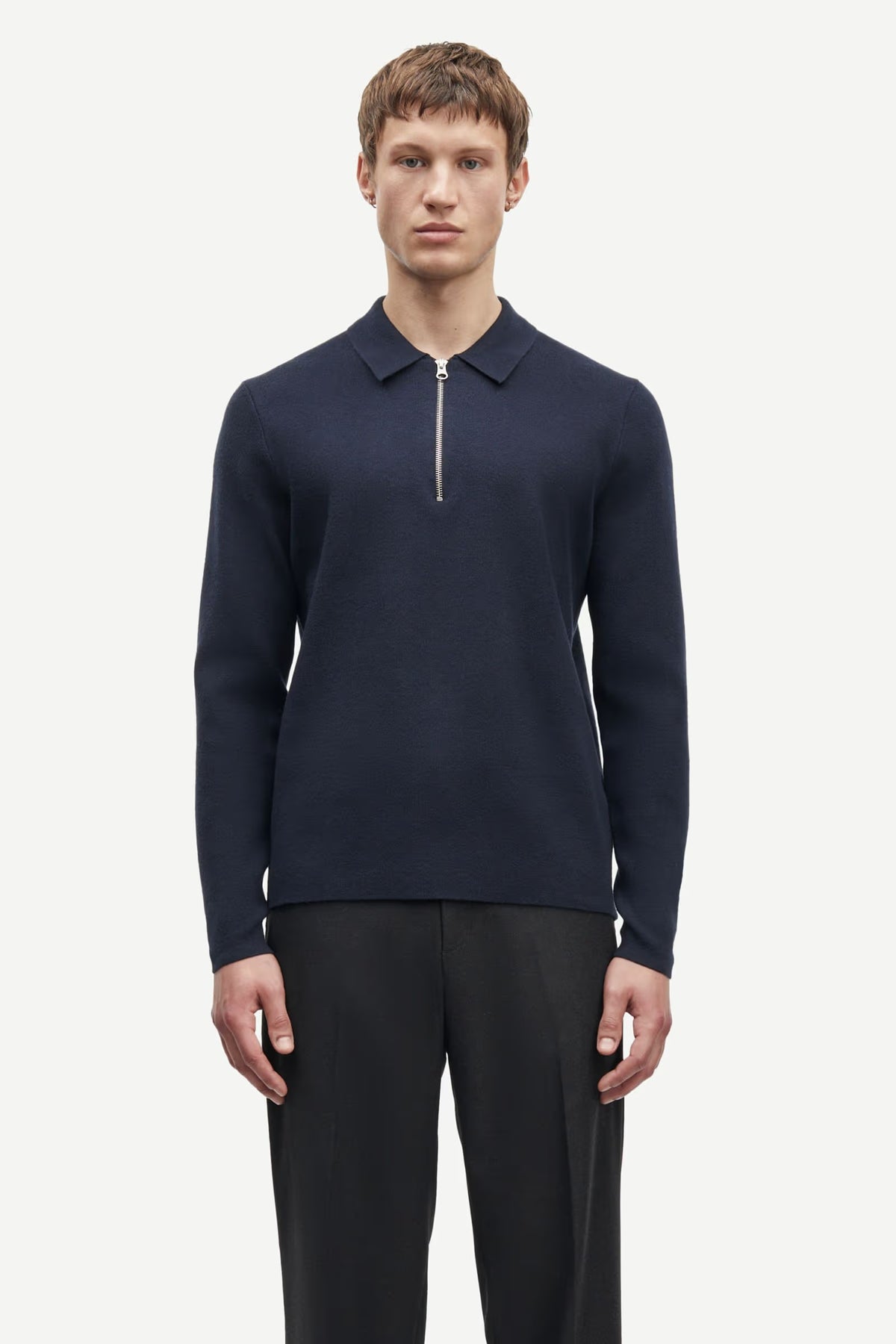 SAMSØE SAMSØE | Pull demi-zip "Guna " - Bleu nuit