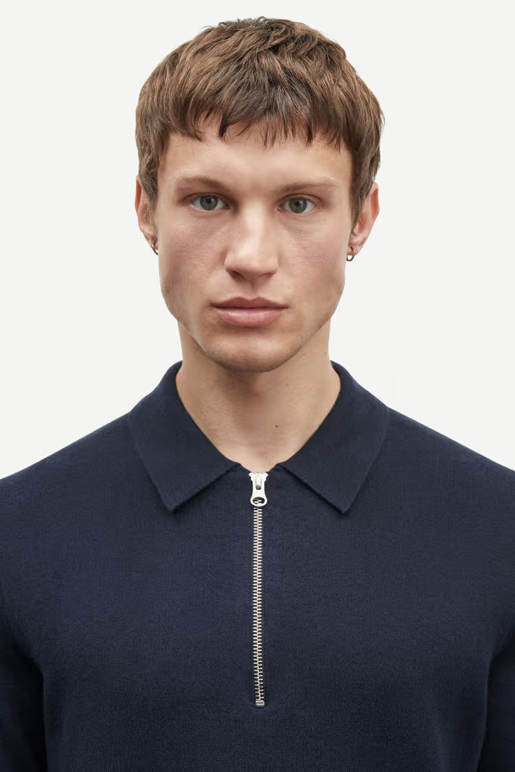 SAMSØE SAMSØE | Pull demi-zip "Guna " - Bleu nuit