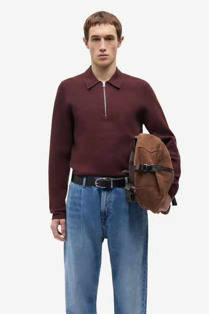 SAMSØE SAMSØE | Pull demi-zip "Guna " - Bourgogne