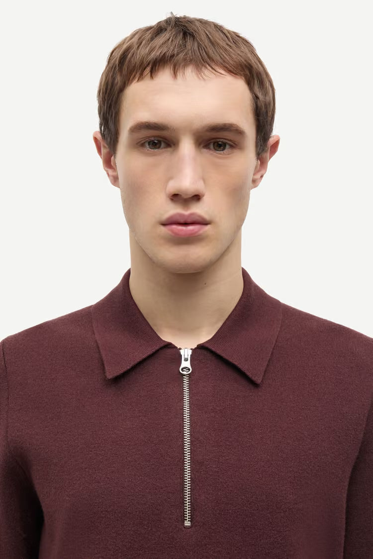 SAMSØE SAMSØE | Pull demi-zip "Guna " - Bourgogne