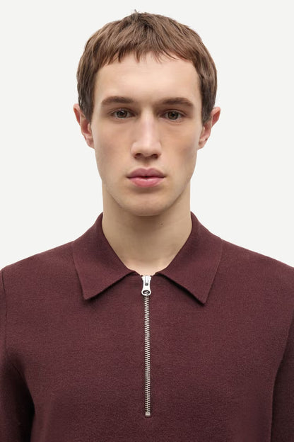 SAMSØE SAMSØE | Pull demi-zip "Guna " - Bourgogne