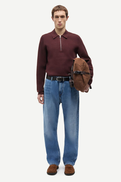 SAMSØE SAMSØE | Pull demi-zip "Guna " - Bourgogne