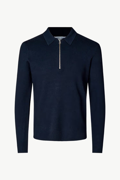 SAMSØE SAMSØE | Pull demi-zip "Guna " - Bleu nuit