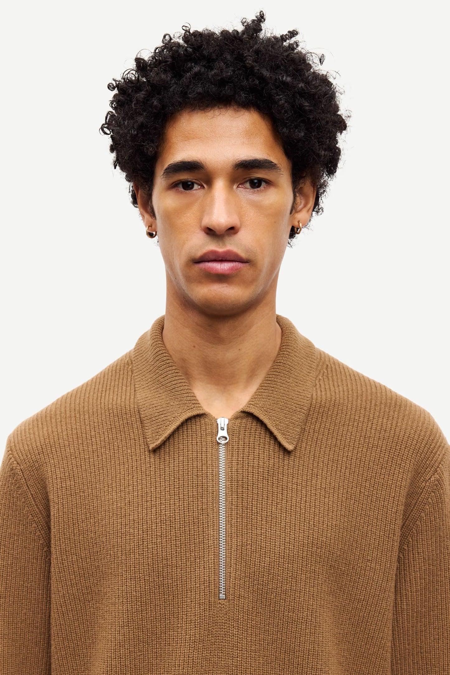 SAMSØE SAMSØE | Pull polo demi zip "Saisak" - Brun
