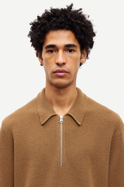 SAMSØE SAMSØE | Pull polo demi zip "Saisak" - Brun