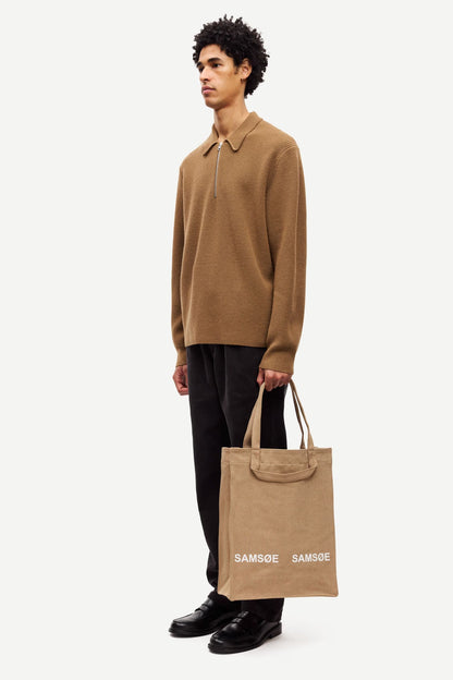 SAMSØE SAMSØE | Pull polo demi zip "Saisak" - Brun