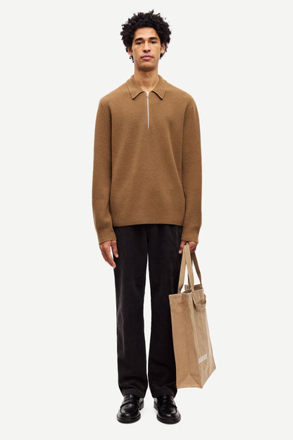 SAMSØE SAMSØE | Pull polo demi zip "Saisak" - Brun