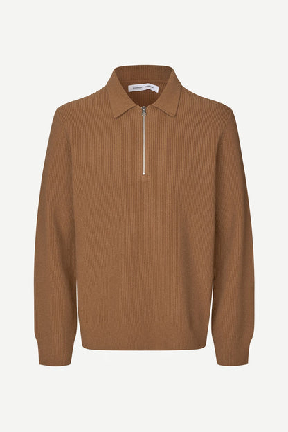 SAMSØE SAMSØE | Pull polo demi zip "Saisak" - Brun