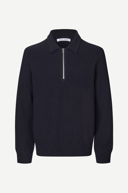 SAMSØE SAMSØE | Pull polo demi zip "Saisak" - Bleu nuit