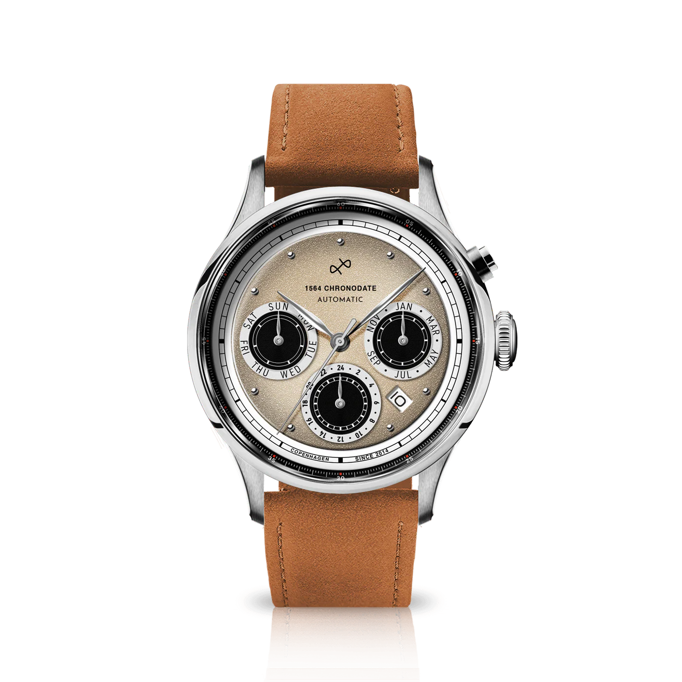 AV86 | Montre ''Chronodate Automatic 1564'' 39 mm - Acier / Blanc cassé
