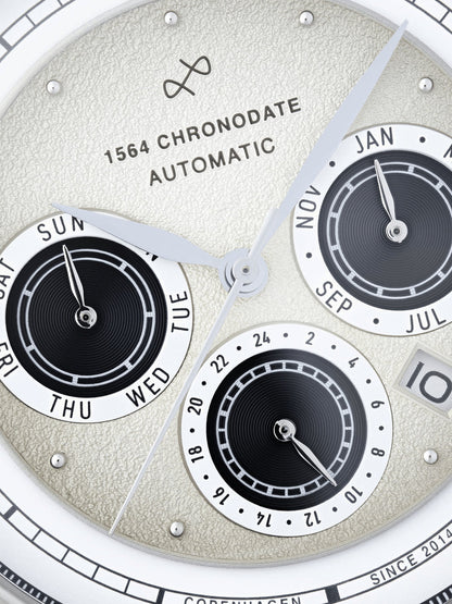 AV86 | Montre ''Chronodate Automatic 1564'' 39 mm - Acier / Blanc cassé