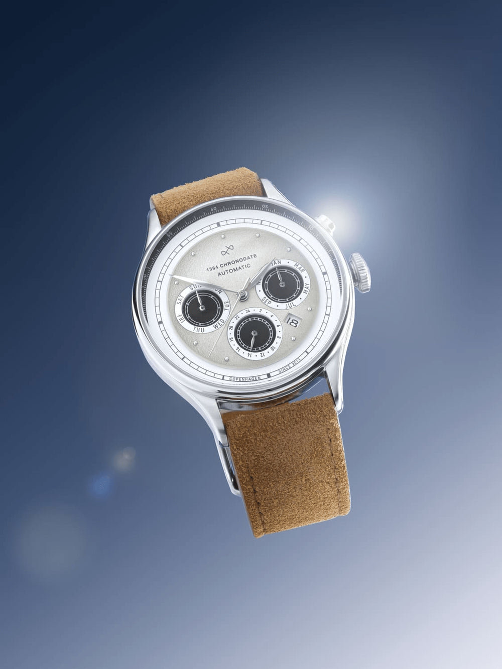 AV86 | Montre ''Chronodate Automatic 1564'' 39 mm - Acier / Blanc cassé